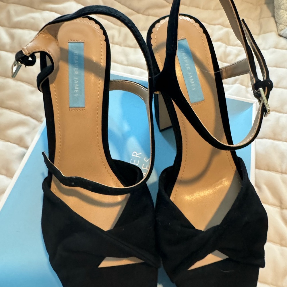 Draper James Paloma Black Suede Platform Heels